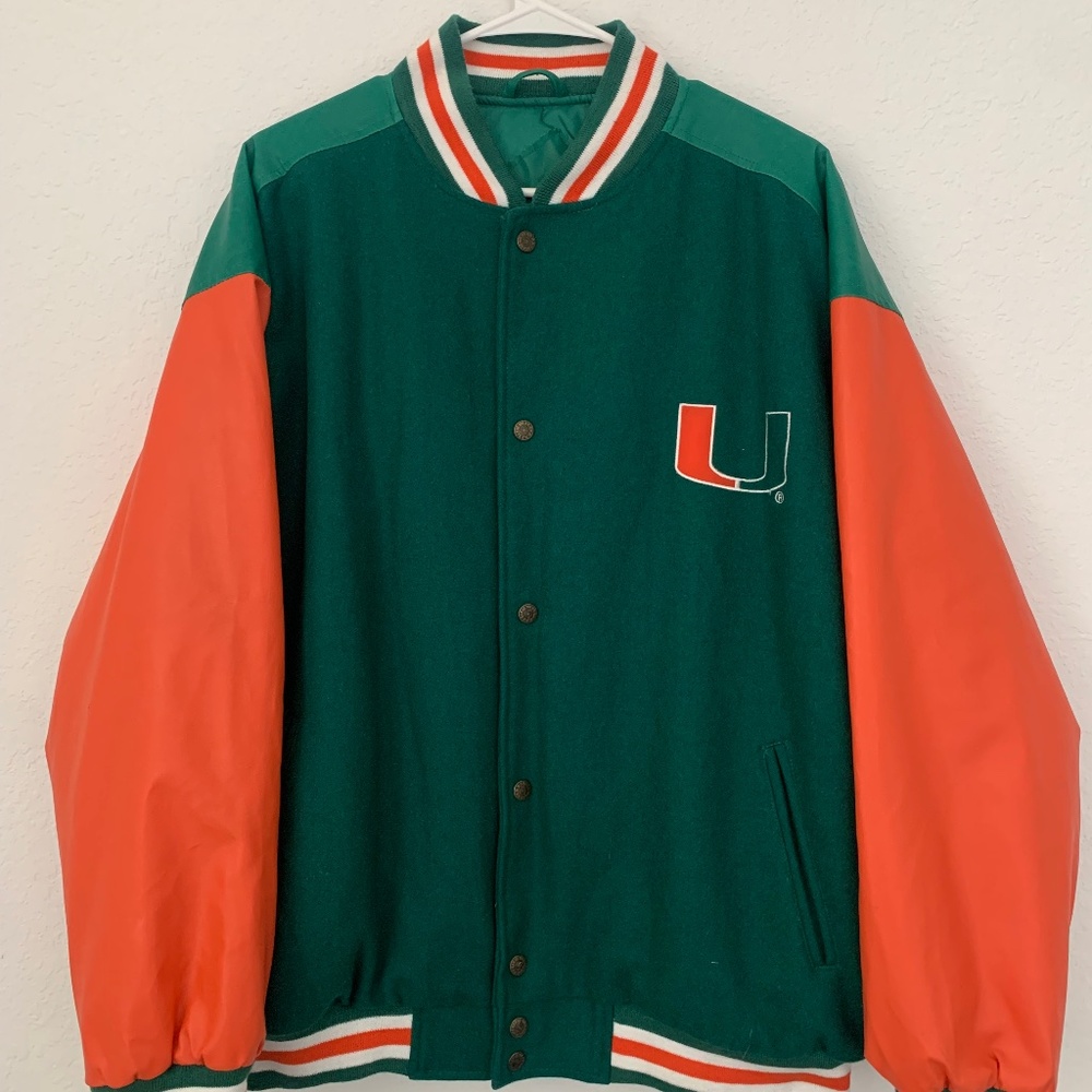 Vintage Steve & Barrys Miami Hurricanes Varsity Jacket Size L